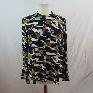 Ann Taylor Button Down Blouse Butterflies Sz M EUC